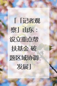 「记者观察」山东：设立重点帮扶基金 破题区域协调发展