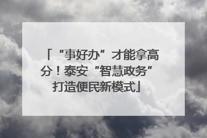 “事好办”才能拿高分！泰安“智慧政务”打造便民新模式