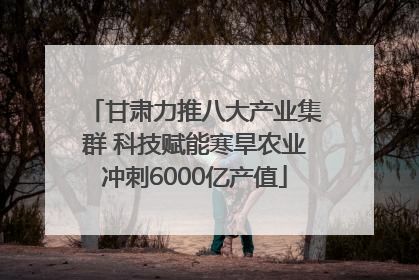 甘肃力推八大产业集群 科技赋能寒旱农业冲刺6000亿产值