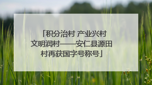 积分治村 产业兴村 文明润村——安仁县源田村再获国字号称号