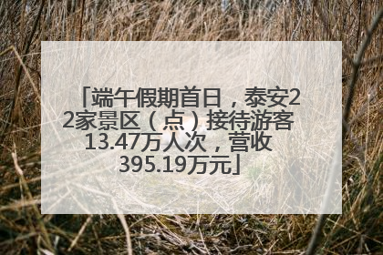端午假期首日，泰安22家景区（点）接待游客13.47万人次，营收395.19万元