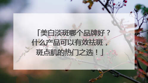 美白淡斑哪个品牌好？什么产品可以有效祛斑，斑点肌的热门之选！