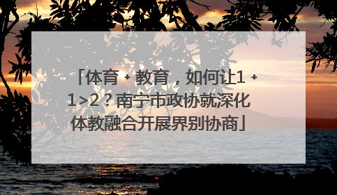 体育﹢教育，如何让1﹢1>2？南宁市政协就深化体教融合开展界别协商