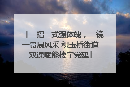 一招一式强体魄，一镜一景展风采 积玉桥街道双课赋能楼宇党建