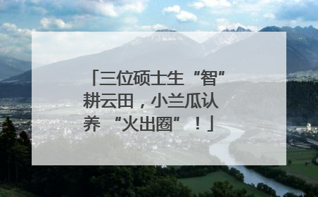 三位硕士生“智” 耕云田，小兰瓜认养 “火出圈”！
