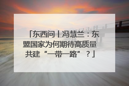 东西问丨冯慧兰：东盟国家为何期待高质量共建“一带一路”？