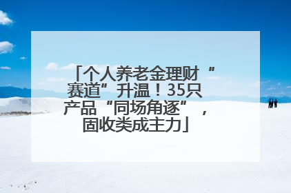 个人养老金理财“赛道”升温！35只产品“同场角逐”，固收类成主力