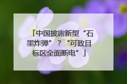 中国披露新型“石墨炸弹”？“可致目标区全面断电”