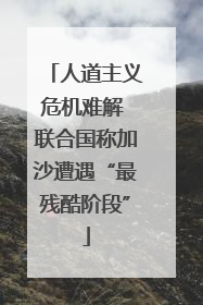 人道主义危机难解 联合国称加沙遭遇“最残酷阶段”