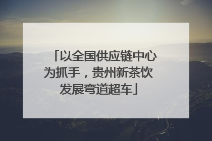 以全国供应链中心为抓手，贵州新茶饮发展弯道超车