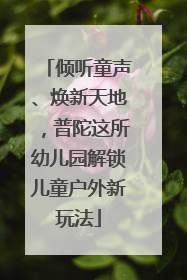 倾听童声、焕新天地，普陀这所幼儿园解锁儿童户外新玩法