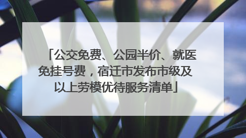 公交免费、公园半价、就医免挂号费，宿迁市发布市级及以上劳模优待服务清单