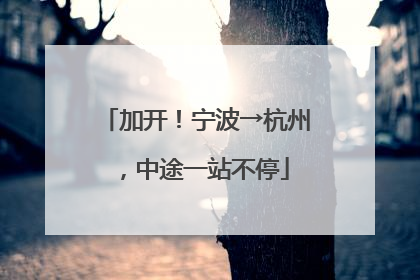 加开！宁波→杭州，中途一站不停