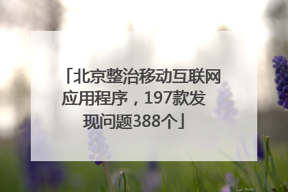 北京整治移动互联网应用程序，197款发现问题388个