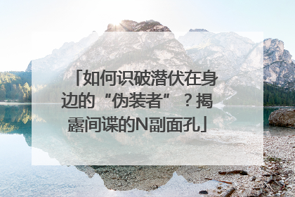 如何识破潜伏在身边的“伪装者”？揭露间谍的N副面孔