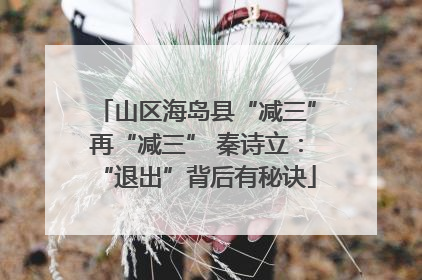 山区海岛县“减三”再“减三” 秦诗立：“退出”背后有秘诀