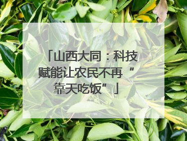 山西大同：科技赋能让农民不再“靠天吃饭”