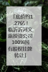 底价约1.27亿！临沂沂河文旅投资公司100%国有股权挂牌转让
