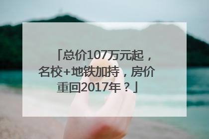 总价107万元起，名校+地铁加持，房价重回2017年？