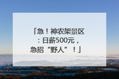 急！神农架景区：日薪500元，急招“野人”！
