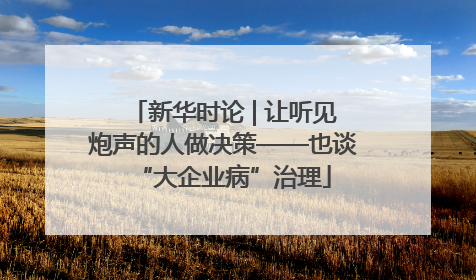 新华时论 | 让听见炮声的人做决策——也谈“大企业病”治理