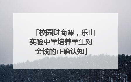 校园财商课，乐山实验中学培养学生对金钱的正确认知