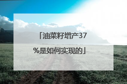 油菜籽增产37%是如何实现的