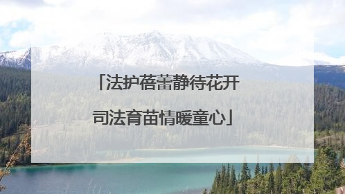 法护蓓蕾静待花开 司法育苗情暖童心