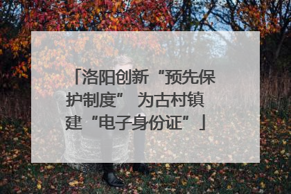 洛阳创新“预先保护制度” 为古村镇建“电子身份证”