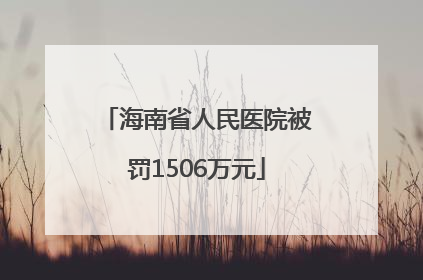 海南省人民医院被罚1506万元