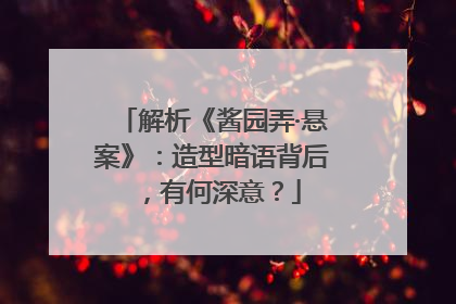 解析《酱园弄·悬案》：造型暗语背后，有何深意？