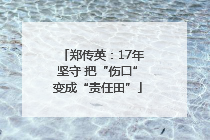 郑传英：17年坚守 把“伤口”变成“责任田”