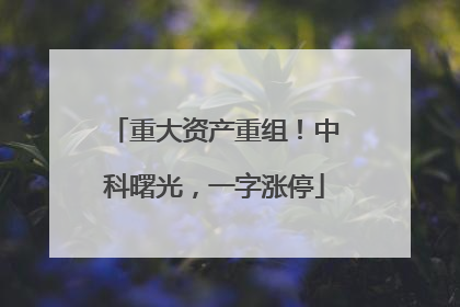 重大资产重组！中科曙光，一字涨停