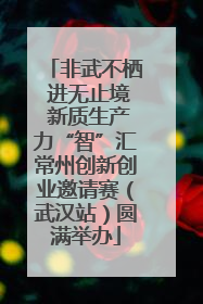 非武不栖 进无止境 新质生产力“智”汇常州创新创业邀请赛（武汉站）圆满举办