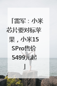 雷军：小米芯片要对标苹果，小米15SPro售价5499元起