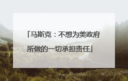 马斯克：不想为美政府所做的一切承担责任