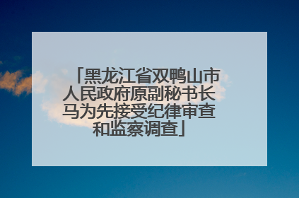 黑龙江省双鸭山市人民政府原副秘书长马为先接受纪律审查和监察调查