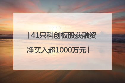 41只科创板股获融资净买入超1000万元